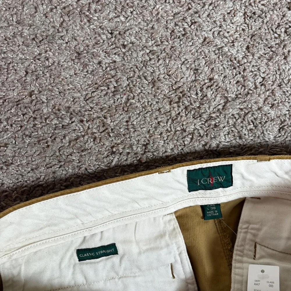 J.Crew Mens Oarsman Classic Straight Corduroy Pants 34x36 Mustard Tan Stretch